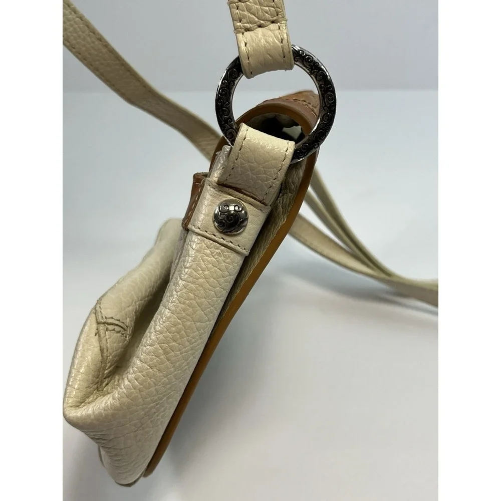 BRIGHTON GENOA Cut Out 3D Ornate Leather Flap Saddle Shoulder Crossbody Bag